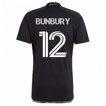 Kandiny Homme Maillot Teal Bunbury #12 Noir Tenues Extérieur 2023/24 T-Shirt