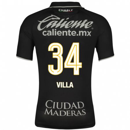 Kandiny Homme Maillot Óscar Villa #34 Noir Tenues Extérieur 2023/24 T-Shirt