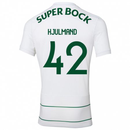 Kandiny Homme Maillot Morten Hjulmand #42 Blanc Tenues Extérieur 2023/24 T-Shirt