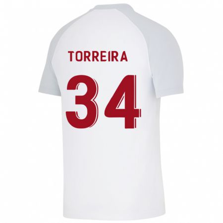 Kandiny Homme Maillot Lucas Torreira #34 Blanc Tenues Extérieur 2023/24 T-Shirt