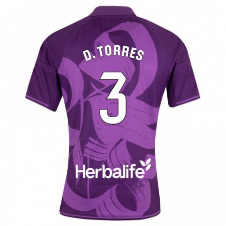 Kandiny Homme Maillot David Torres #3 Violet Tenues Extérieur 2023/24 T-Shirt