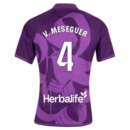 Kandiny Homme Maillot Víctor Meseguer #4 Violet Tenues Extérieur 2023/24 T-Shirt