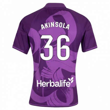 Kandiny Homme Maillot Tunde Akinsola #36 Violet Tenues Extérieur 2023/24 T-Shirt