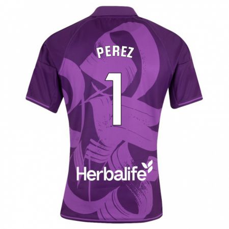 Kandiny Homme Maillot Fer Pérez #1 Violet Tenues Extérieur 2023/24 T-Shirt