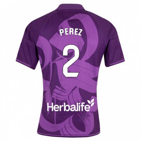 Kandiny Homme Maillot Iker Pérez #2 Violet Tenues Extérieur 2023/24 T-Shirt
