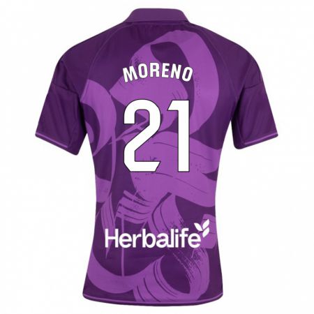 Kandiny Homme Maillot Xavi Moreno #21 Violet Tenues Extérieur 2023/24 T-Shirt