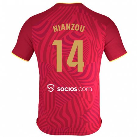 Kandiny Homme Maillot Tanguy Nianzou #14 Rouge Tenues Extérieur 2023/24 T-Shirt