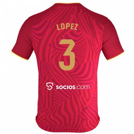 Kandiny Homme Maillot David López #3 Rouge Tenues Extérieur 2023/24 T-Shirt