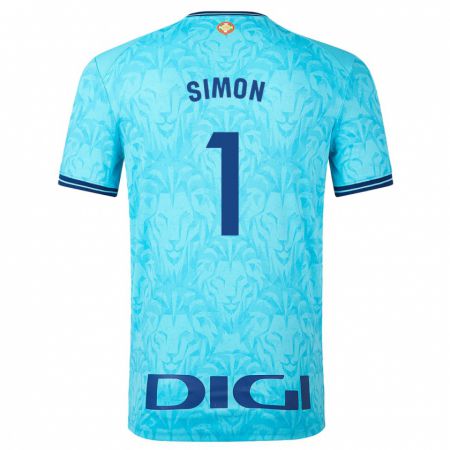 Kandiny Homme Maillot Unai Simón #1 Bleu Ciel Tenues Extérieur 2023/24 T-Shirt