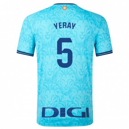 Kandiny Homme Maillot Yeray Álvarez #5 Bleu Ciel Tenues Extérieur 2023/24 T-Shirt