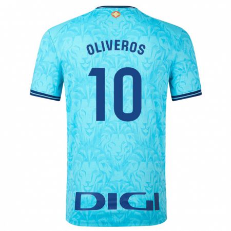 Kandiny Homme Maillot Aimar Oliveros #10 Bleu Ciel Tenues Extérieur 2023/24 T-Shirt
