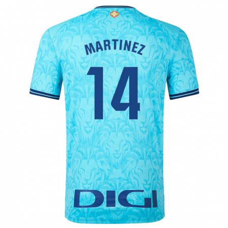 Kandiny Homme Maillot Pablo Martínez #14 Bleu Ciel Tenues Extérieur 2023/24 T-Shirt