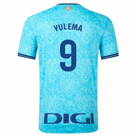 Kandiny Homme Maillot Yulema Corres Somovilla #9 Bleu Ciel Tenues Extérieur 2023/24 T-Shirt