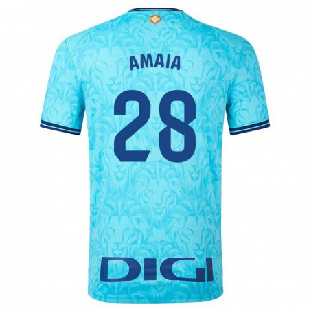 Kandiny Homme Maillot Amaia Martinez De La Peña #28 Bleu Ciel Tenues Extérieur 2023/24 T-Shirt