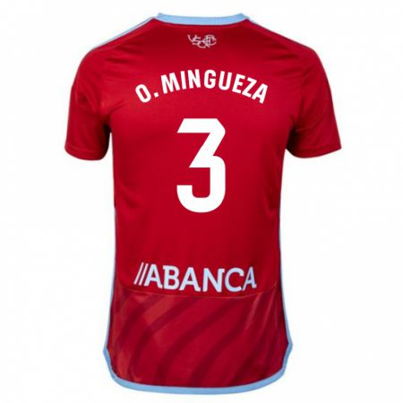 Kandiny Homme Maillot Óscar Mingueza #3 Rouge Tenues Extérieur 2023/24 T-Shirt