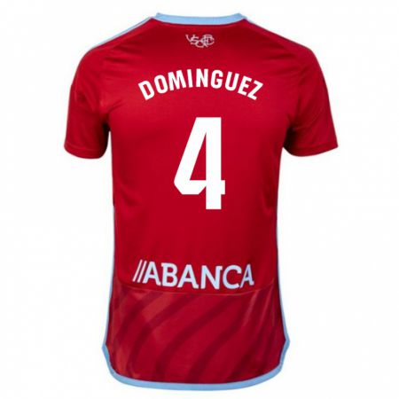 Kandiny Homme Maillot Javi Domínguez #4 Rouge Tenues Extérieur 2023/24 T-Shirt