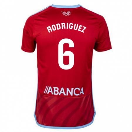 Kandiny Homme Maillot Damián Rodríguez #6 Rouge Tenues Extérieur 2023/24 T-Shirt