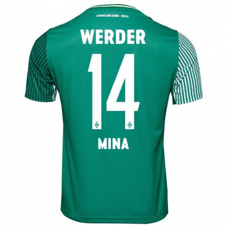 Kandiny Femme Maillot Johan Mina #14 Vert Tenues Domicile 2023/24 T-Shirt