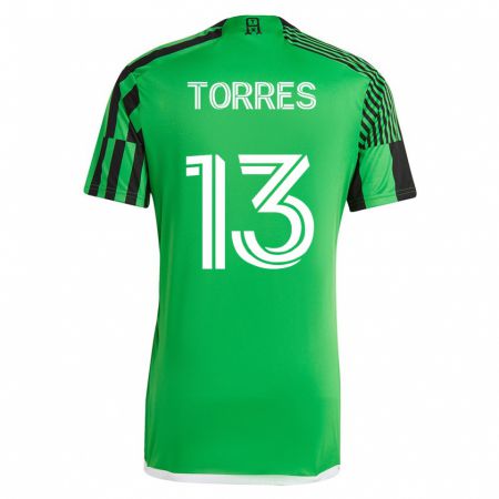 Kandiny Femme Maillot Leo Torres #13 Vert Noir Tenues Domicile 2023/24 T-Shirt