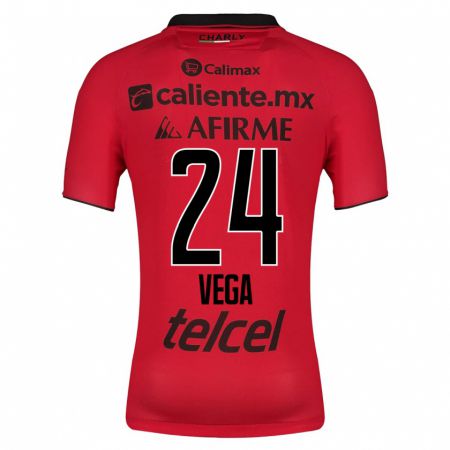 Kandiny Femme Maillot Jesús Vega #24 Rouge Tenues Domicile 2023/24 T-Shirt