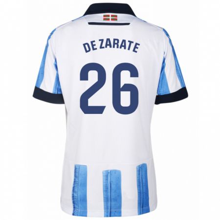 Kandiny Femme Maillot Urko González De Zarate #26 Bleu Blanc Tenues Domicile 2023/24 T-Shirt