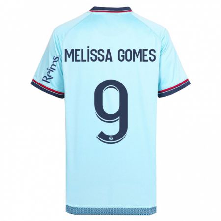 Kandiny Femme Maillot Melissa Ferreira Gomes #9 Bleu Ciel Tenues Extérieur 2023/24 T-Shirt