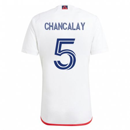 Kandiny Femme Maillot Tomás Chancalay #5 Blanc Rouge Tenues Extérieur 2023/24 T-Shirt