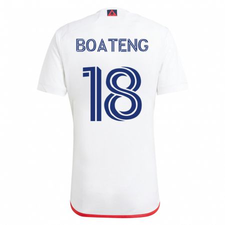 Kandiny Femme Maillot Emmanuel Boateng #18 Blanc Rouge Tenues Extérieur 2023/24 T-Shirt