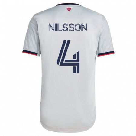 Kandiny Femme Maillot Joakim Nilsson #4 Blanc Tenues Extérieur 2023/24 T-Shirt