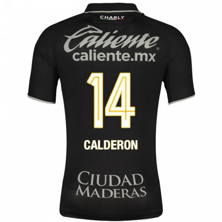 Kandiny Femme Maillot Daniela Calderón #14 Noir Tenues Extérieur 2023/24 T-Shirt