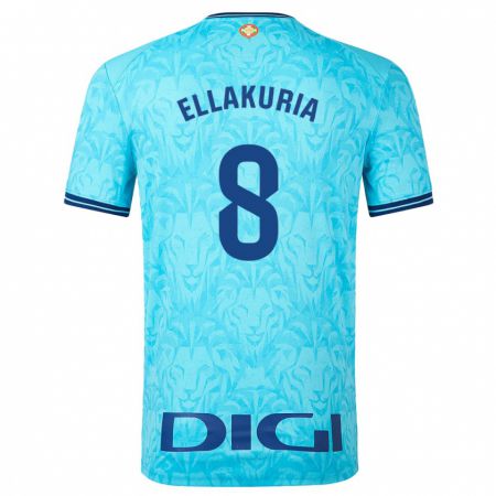 Kandiny Femme Maillot Eneko Ellakuria #8 Bleu Ciel Tenues Extérieur 2023/24 T-Shirt