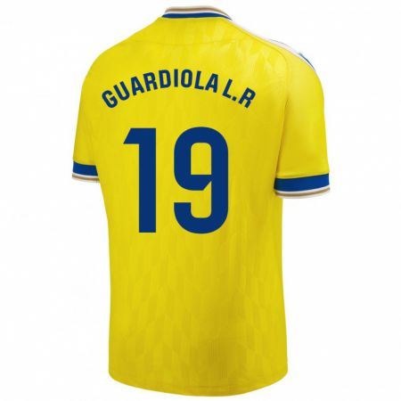 Kandiny Enfant Maillot Sergi Guardiola #19 Jaune Tenues Domicile 2023/24 T-Shirt