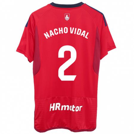 Kandiny Enfant Maillot Nacho Vidal #2 Rouge Tenues Domicile 2023/24 T-Shirt