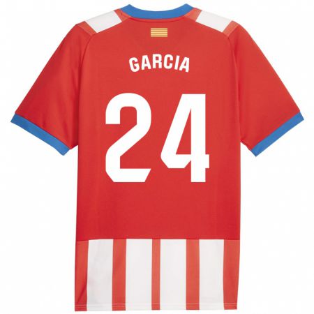 Kandiny Enfant Maillot Borja García #24 Rouge Blanc Tenues Domicile 2023/24 T-Shirt