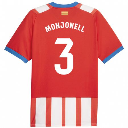 Kandiny Enfant Maillot Eric Monjonell #3 Rouge Blanc Tenues Domicile 2023/24 T-Shirt