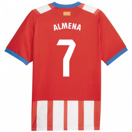 Kandiny Enfant Maillot Iker Almena #7 Rouge Blanc Tenues Domicile 2023/24 T-Shirt