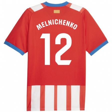 Kandiny Enfant Maillot Dmytro Melnichenko #12 Rouge Blanc Tenues Domicile 2023/24 T-Shirt