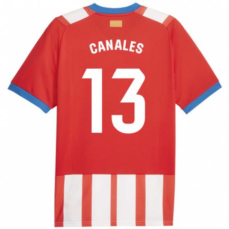Kandiny Enfant Maillot Juanvi Canales #13 Rouge Blanc Tenues Domicile 2023/24 T-Shirt