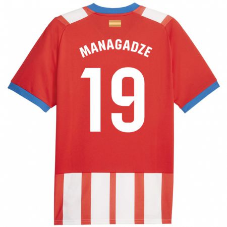 Kandiny Enfant Maillot Luka Managadze #19 Rouge Blanc Tenues Domicile 2023/24 T-Shirt
