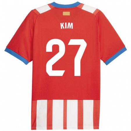 Kandiny Enfant Maillot Min-Su Kim #27 Rouge Blanc Tenues Domicile 2023/24 T-Shirt
