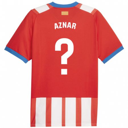 Kandiny Enfant Maillot Marc Aznar #0 Rouge Blanc Tenues Domicile 2023/24 T-Shirt