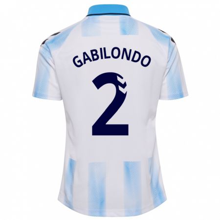 Kandiny Enfant Maillot Jokin Gabilondo #2 Blanc Bleu Tenues Domicile 2023/24 T-Shirt