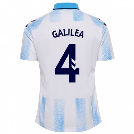 Kandiny Enfant Maillot Einar Galilea #4 Blanc Bleu Tenues Domicile 2023/24 T-Shirt