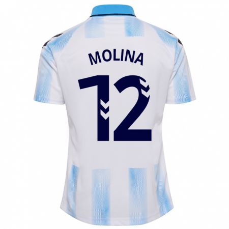 Kandiny Enfant Maillot Manu Molina #12 Blanc Bleu Tenues Domicile 2023/24 T-Shirt
