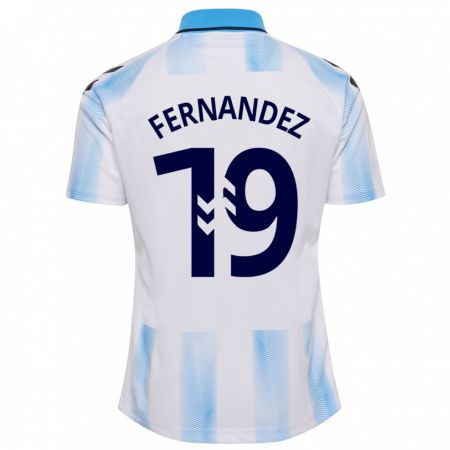 Kandiny Enfant Maillot Roberto Fernández #19 Blanc Bleu Tenues Domicile 2023/24 T-Shirt