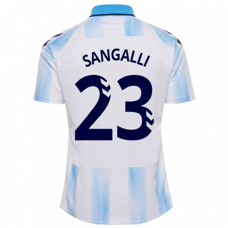 Kandiny Enfant Maillot Luca Sangalli #23 Blanc Bleu Tenues Domicile 2023/24 T-Shirt