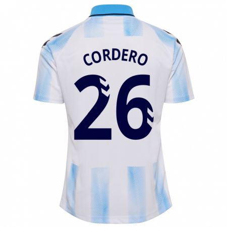 Kandiny Enfant Maillot Antonio Cordero #26 Blanc Bleu Tenues Domicile 2023/24 T-Shirt
