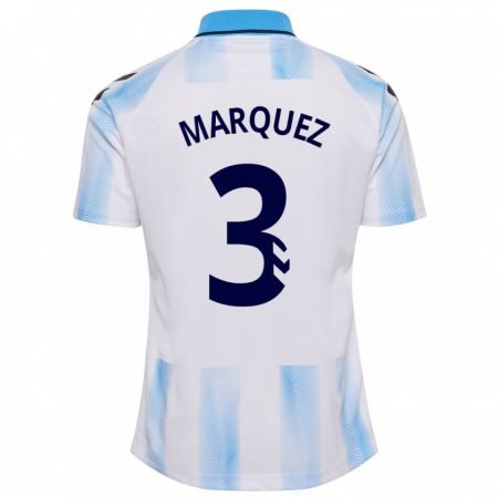 Kandiny Enfant Maillot David Márquez #3 Blanc Bleu Tenues Domicile 2023/24 T-Shirt