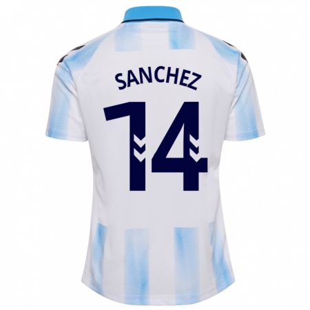 Kandiny Enfant Maillot Rubén Sánchez #14 Blanc Bleu Tenues Domicile 2023/24 T-Shirt