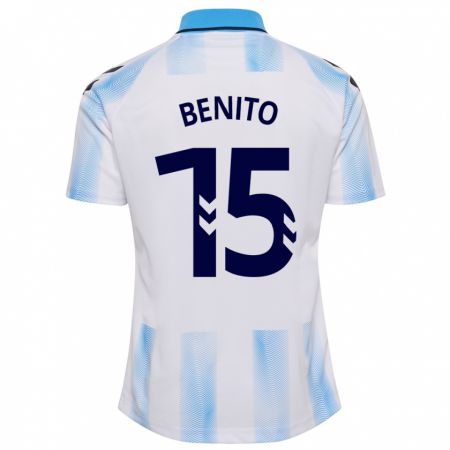 Kandiny Enfant Maillot Iván Benito #15 Blanc Bleu Tenues Domicile 2023/24 T-Shirt